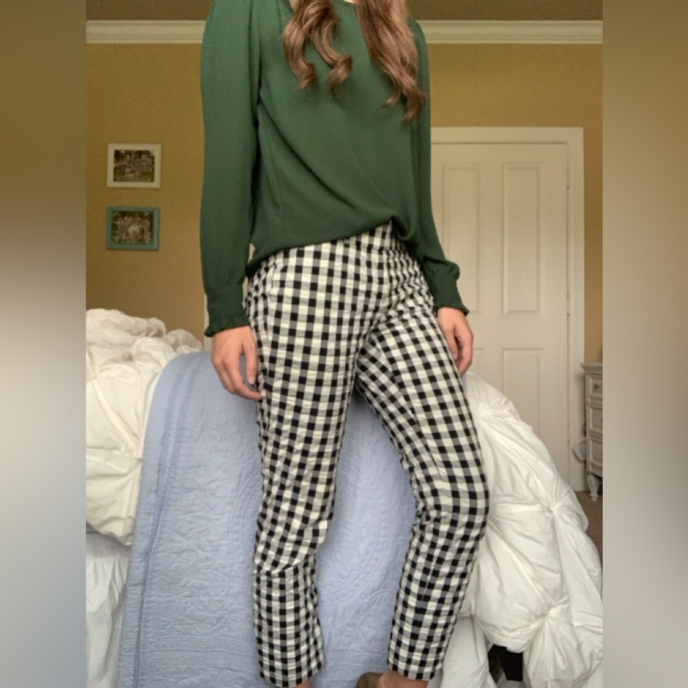 Loft Black & White Gingham Marisa Pants